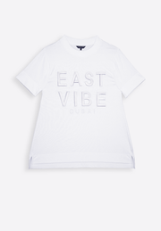 White long T-shirt on plain background – East Vibe